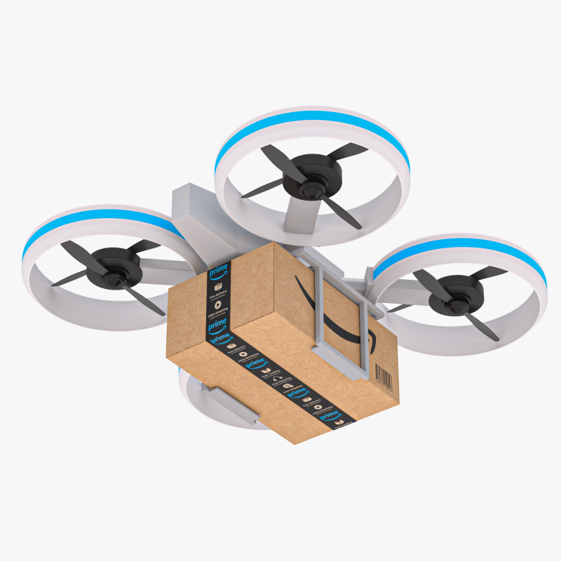 Amazon Quadrocopter Drone Teslimatı 3D Model .c4d .max .obj .3ds .fbx .stl .blend