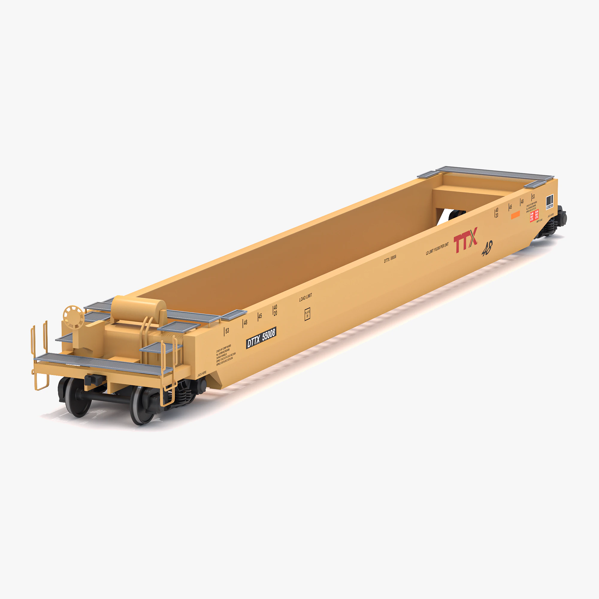 Husky Stack Railcar TTX 3D Model .c4d .max .obj .3ds .fbx .stl .blend