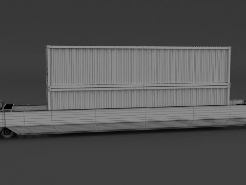 Double Stack Railcar BNSF with Containers 3D Model