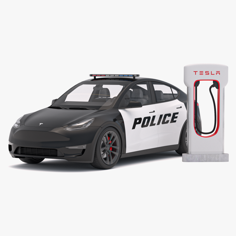 Tesla Y Police і Supercharger V3 3D Модель .c4d .max .obj .3ds .fbx .stl .blend 
