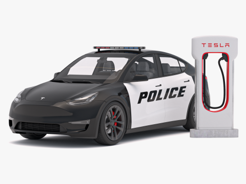 Tesla Y Police and Supercharger V3 3D Model