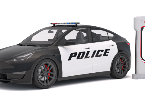 Tesla Y Police і Supercharger V3 3D Модель