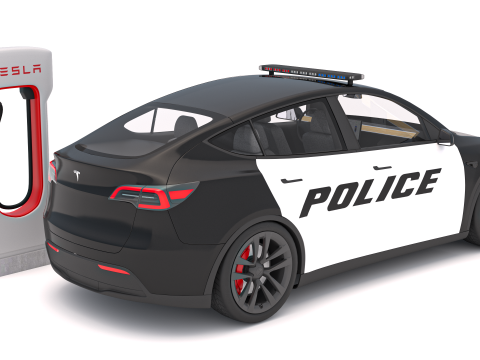 Tesla Y Police і Supercharger V3 3D Модель