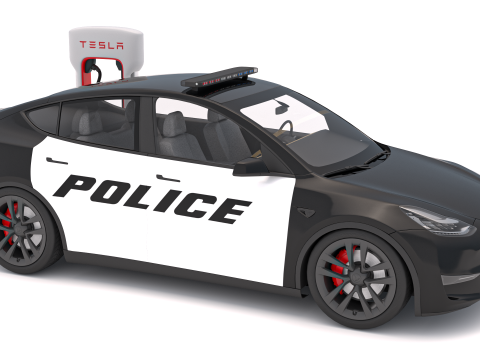 Tesla Y Police і Supercharger V3 3D Модель