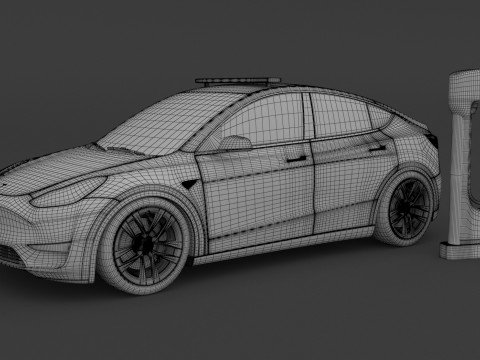 Tesla Y Police і Supercharger V3 3D Модель