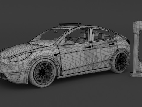 Tesla Y Police і Supercharger V3 3D Модель