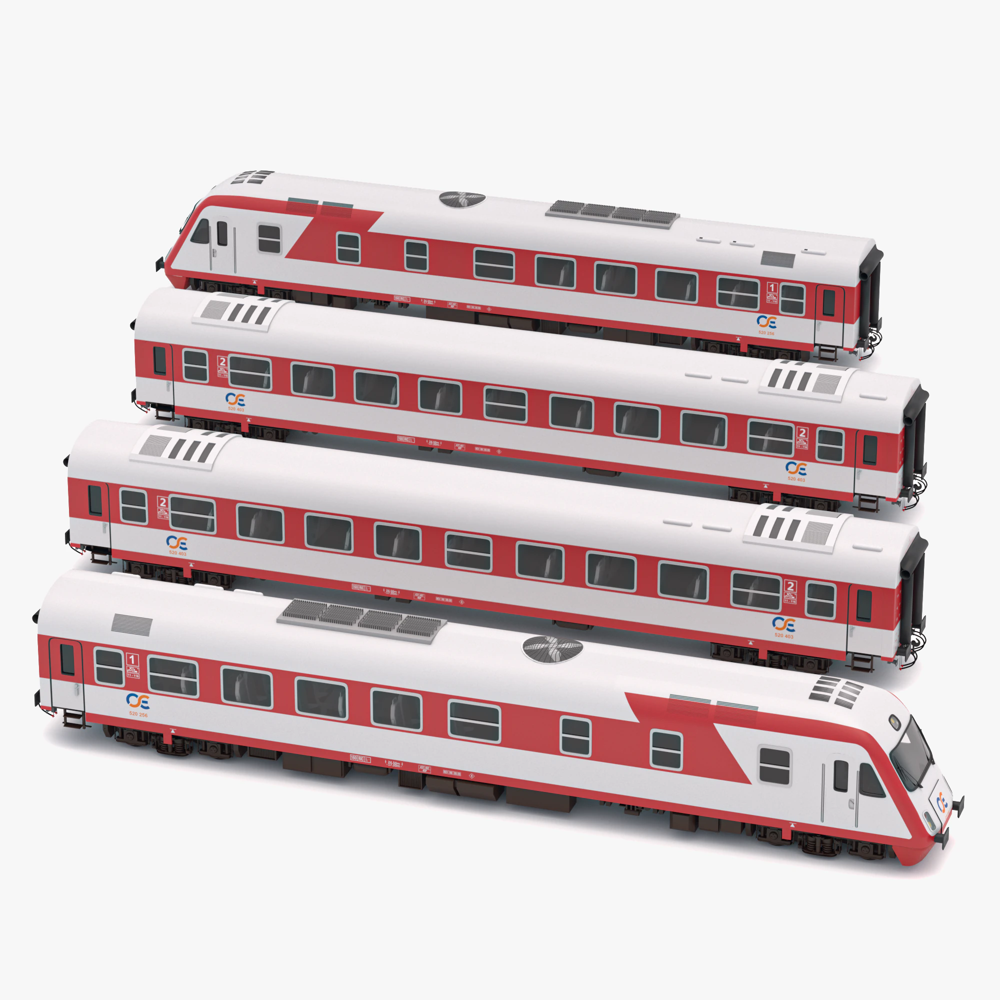 AEG DE IC-2000N Passenger Train 3D Model .c4d .max .obj .3ds .fbx .stl .blend 