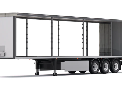 Cortina aberta 2 do semirreboque Modelo 3D