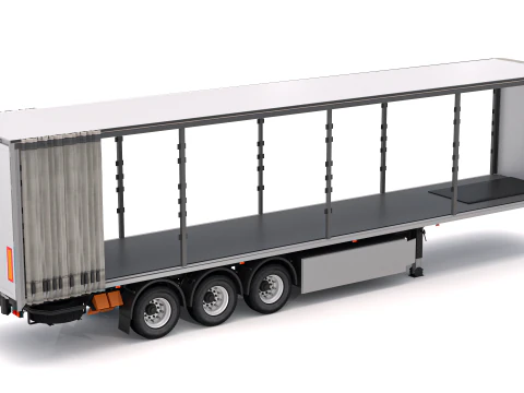 Cortina aberta 2 do semirreboque Modelo 3D