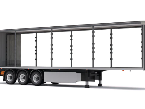 Cortina aberta 2 do semirreboque Modelo 3D