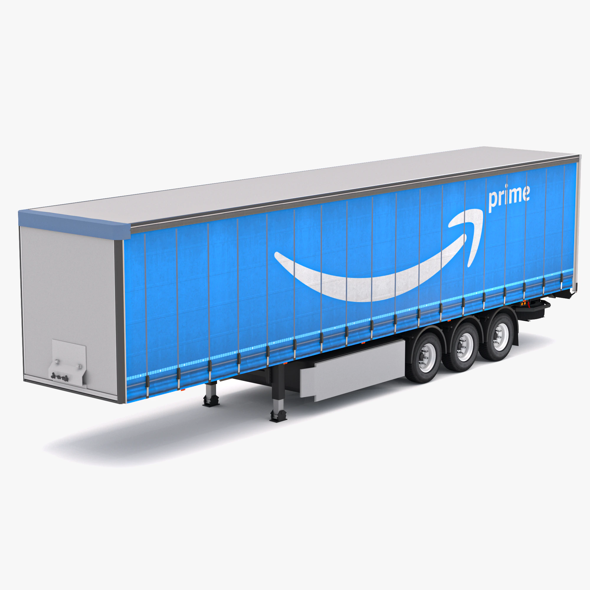Semi Trailer Amazon Curtainsider 3D Model .c4d .max .obj .3ds .fbx .stl .blend 