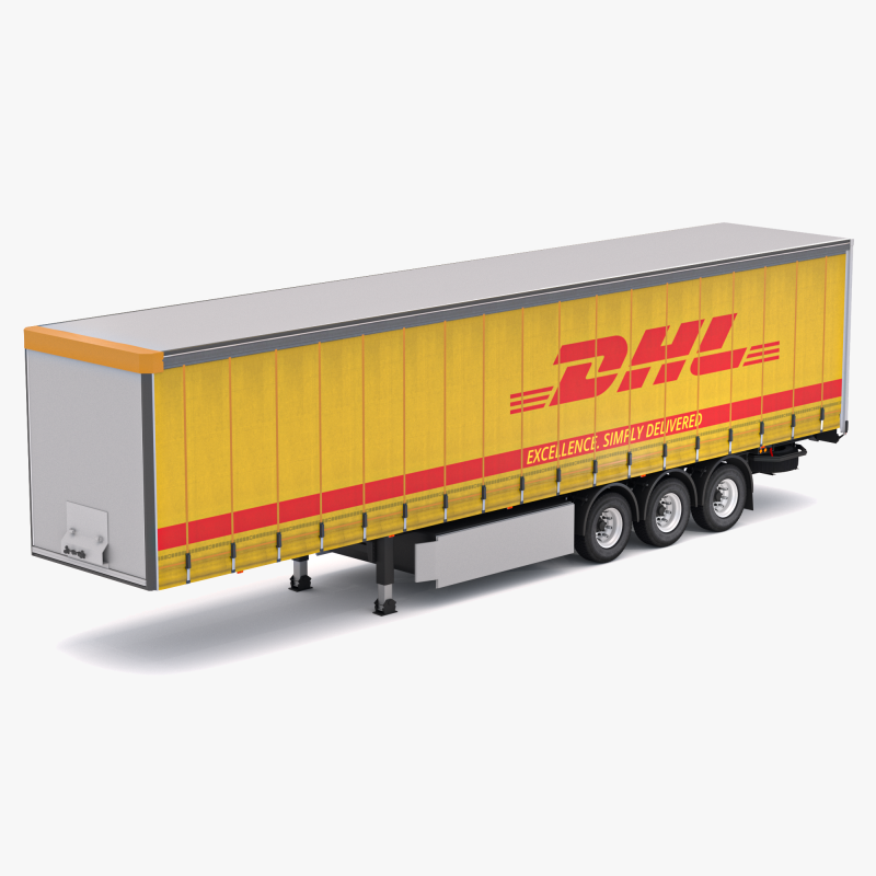 Yarı Römork DHL Tenteli 3D Model .c4d .max .obj .3ds .fbx .stl .blend