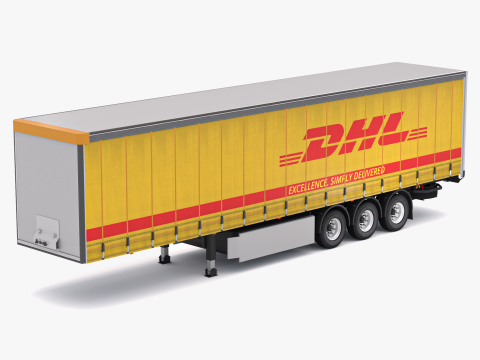 Напівпричіп DHL Curtainsider 3D Модель