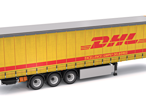 Yarı Römork DHL Tenteli 3D Model