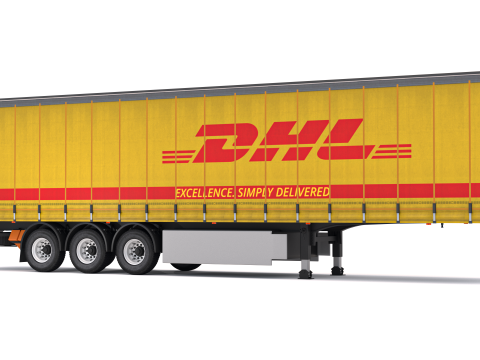 Yarı Römork DHL Tenteli 3D Model