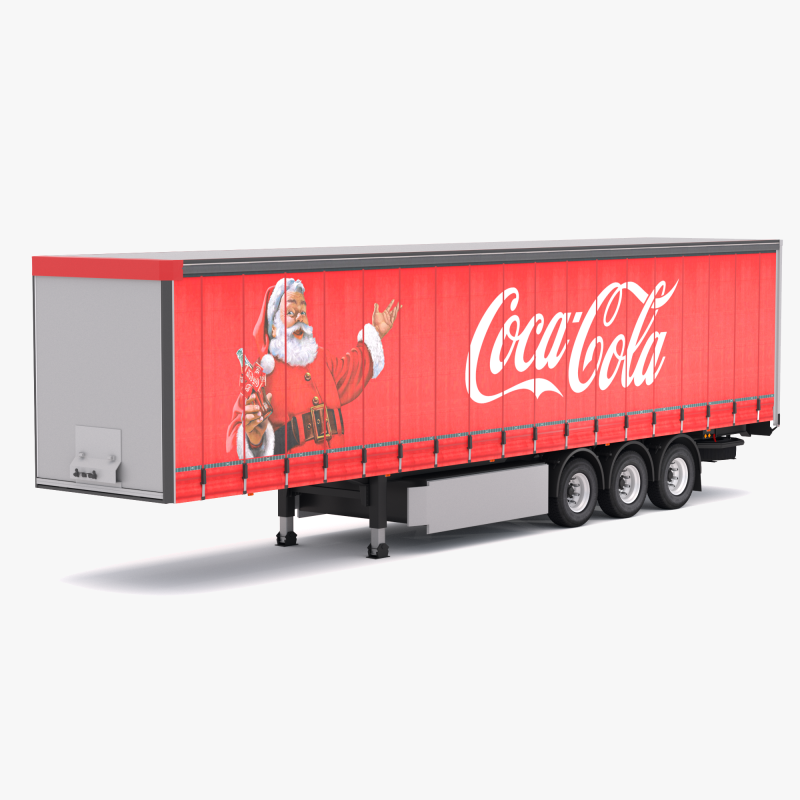 Semirremolque Coca-Cola con lona corredera Modelo 3D .c4d .max .obj .3ds .fbx .stl .blend