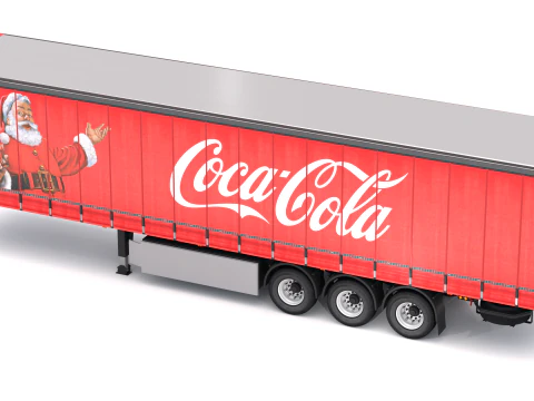 Semi Trailer Coca-Cola Curtainsider 3D Model