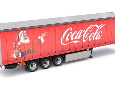 Semirremolque Coca-Cola con lona corredera Modelo 3D