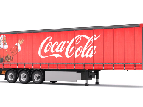 Semi Trailer Coca-Cola Curtainsider 3D Model