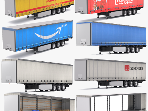 Колекція тентованих напівпричепів 3D Модель