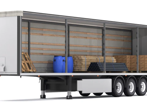 Cole&ccedil;&atilde;o de cortina de semirreboque Modelo 3D