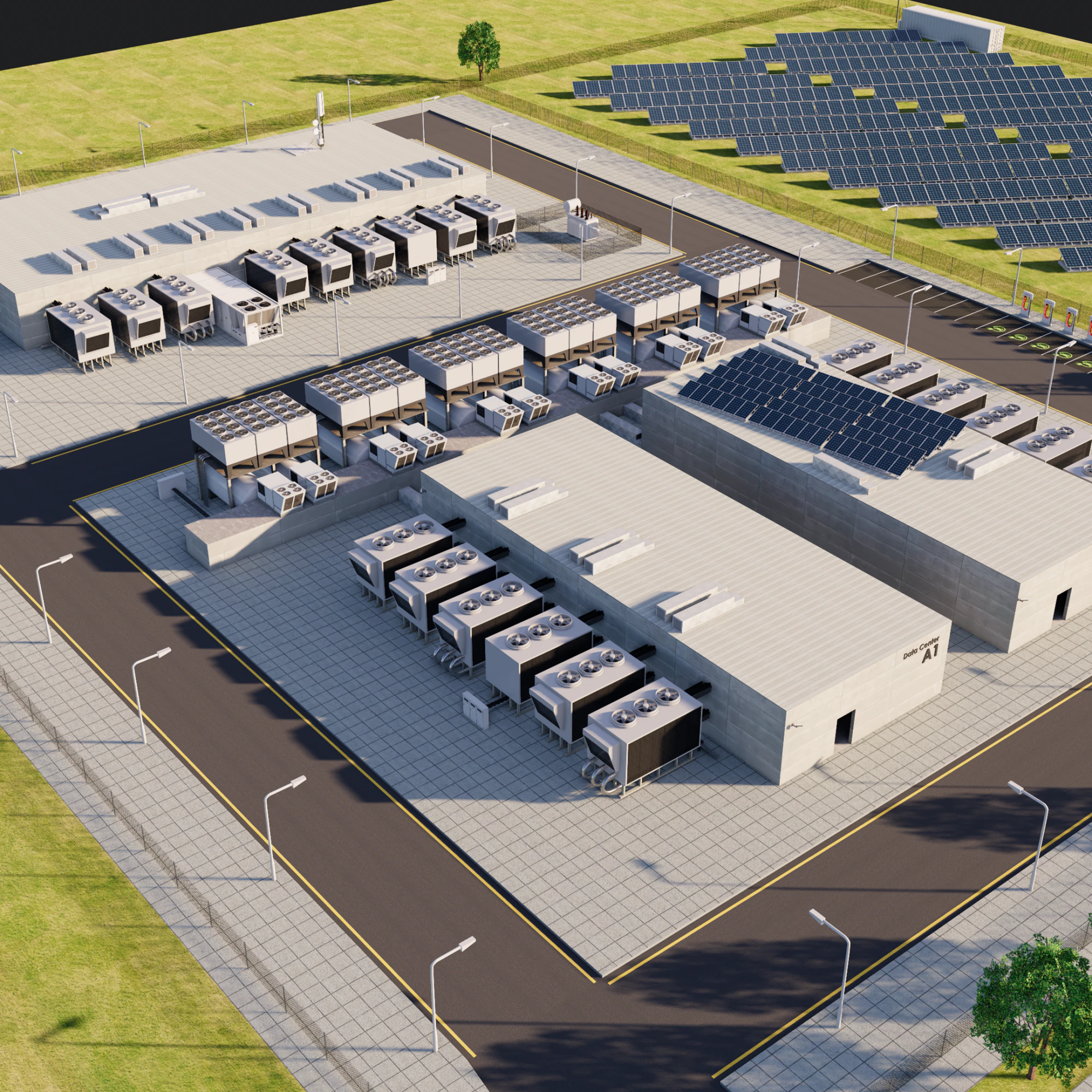 Data Center con interni e paesaggi Modello 3D .c4d .max .obj .3ds .fbx .stl .blend