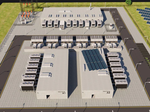 Data Center con interni e paesaggi Modello 3D