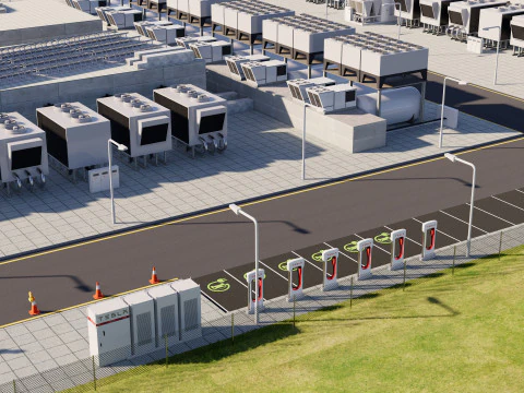 Data Center con interni e paesaggi Modello 3D