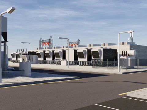 Data Center con interni e paesaggi Modello 3D