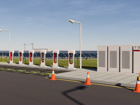 Data Center con interni e paesaggi Modello 3D