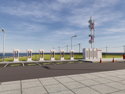 Data Center con interni e paesaggi Modello 3D