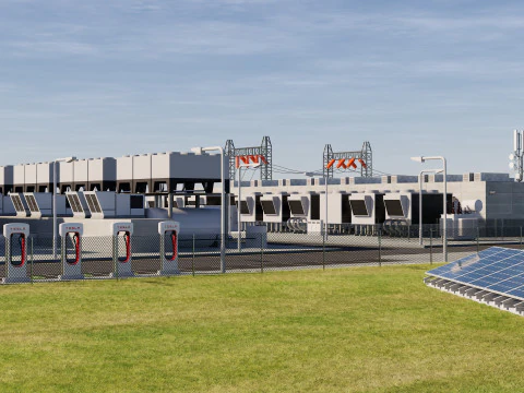 Data Center con interni e paesaggi Modello 3D