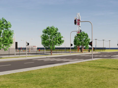 Data Center con interni e paesaggi Modello 3D