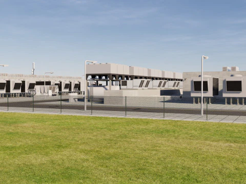 Data Center con interni e paesaggi Modello 3D