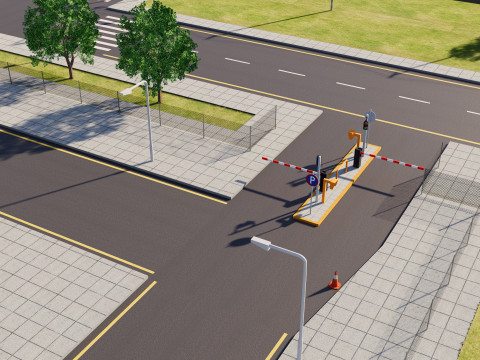 इंटीरियर और लैंडस्केप के साथ डेटा सेंटर 3D मॉडल