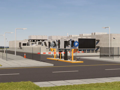 Data Center con interni e paesaggi Modello 3D