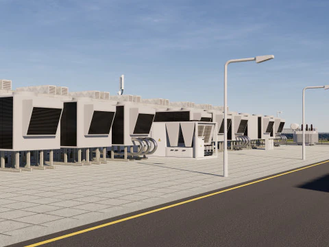 Data Center con interni e paesaggi Modello 3D