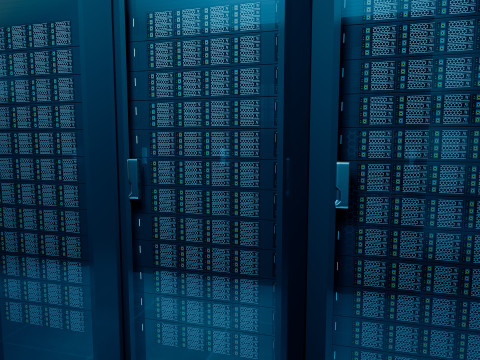 इंटीरियर और लैंडस्केप के साथ डेटा सेंटर 3D मॉडल