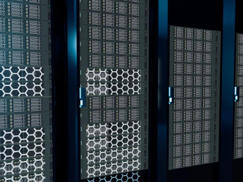 Data Center con interni e paesaggi Modello 3D