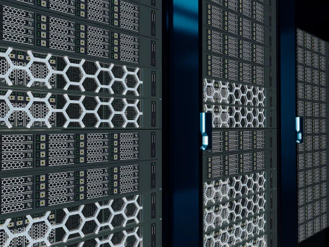 Data Center con interni e paesaggi Modello 3D