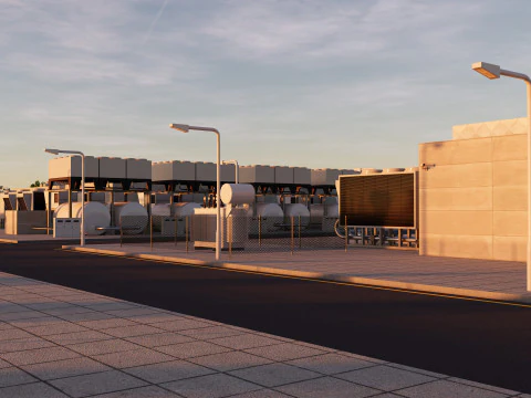 Data Center con interni e paesaggi Modello 3D