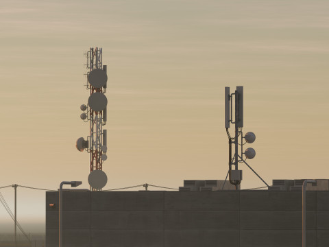 इंटीरियर और लैंडस्केप के साथ डेटा सेंटर 3D मॉडल