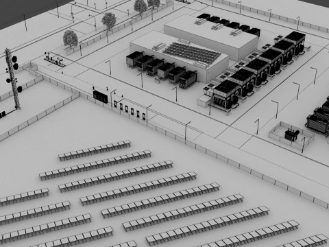 Data Center con interni e paesaggi Modello 3D