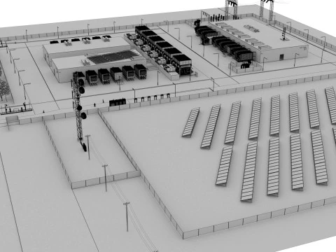 Data Center con interni e paesaggi Modello 3D