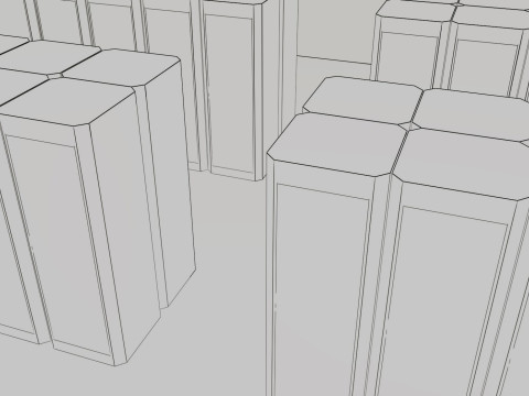 इंटीरियर और लैंडस्केप के साथ डेटा सेंटर 3D मॉडल