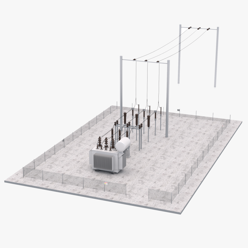 Podstacja elektryczna Model 3D .c4d .max .obj .3ds .fbx .stl .blend