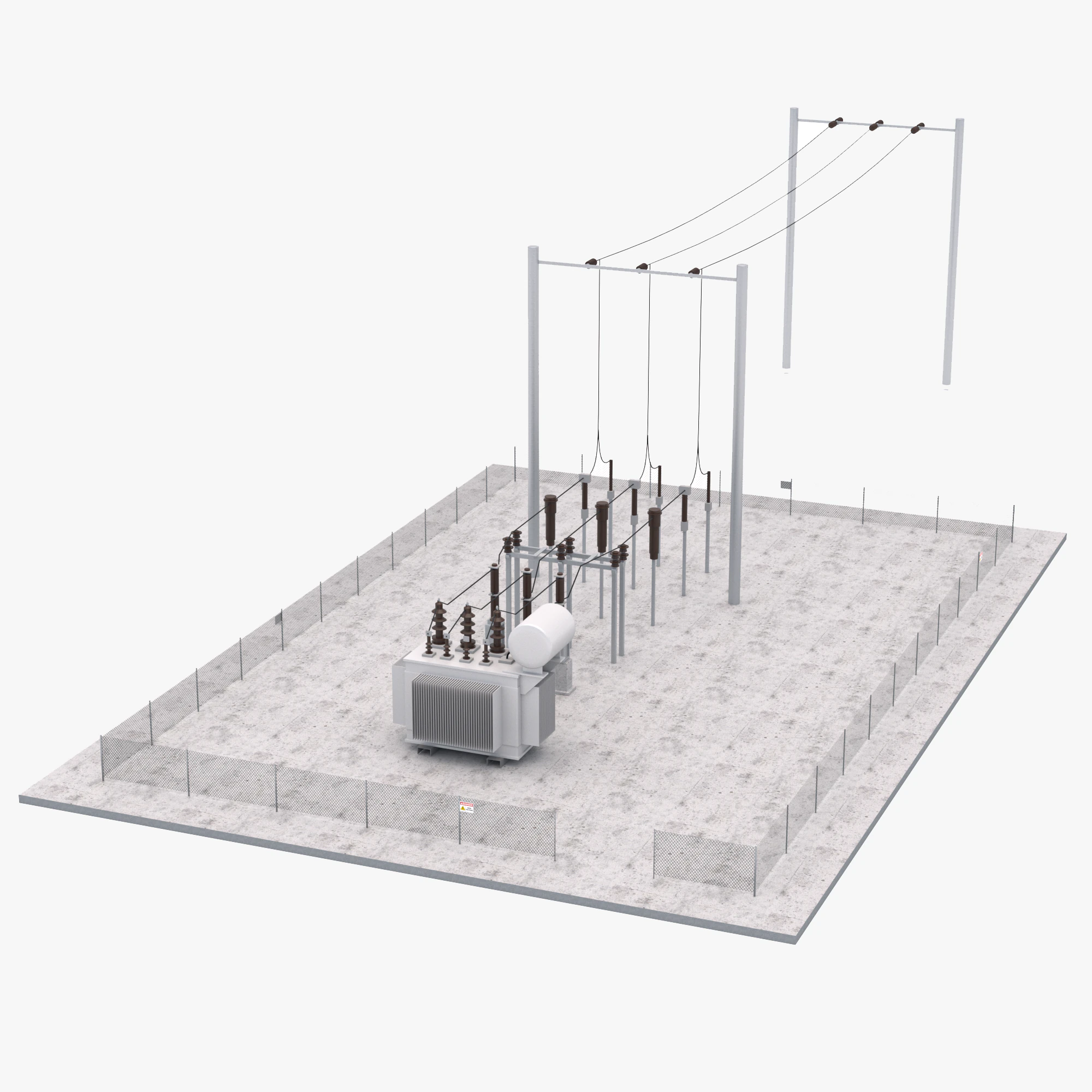 Sottostazione elettrica Modello 3D .c4d .max .obj .3ds .fbx .stl .blend