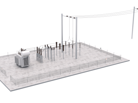 Podstacja elektryczna Model 3D