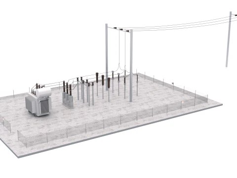Sottostazione elettrica Modello 3D