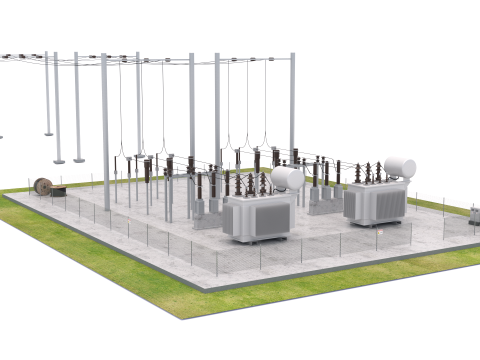 Subestación Eléctrica v2 Modelo 3D